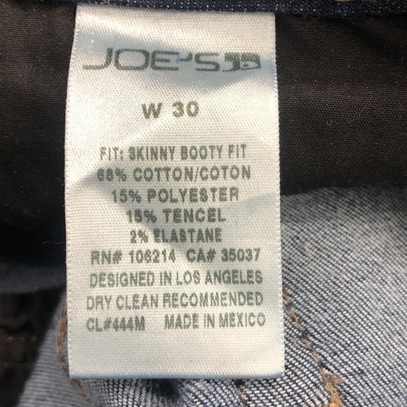 Joe’s LOURI Skinny Booty Fit 5pocket 32”x31”Rise9” Cotton/Tencel Stretch EUC - Picture 6 of 7